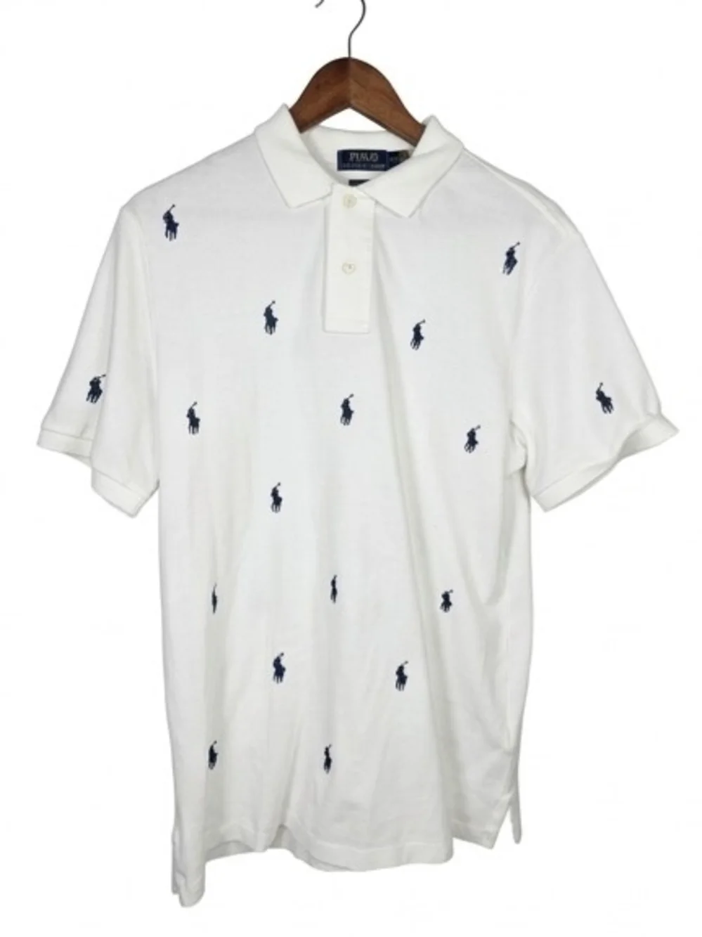 Ralph Lauren White Polo with Navy Embroidered Logos *One Of A Kind*
